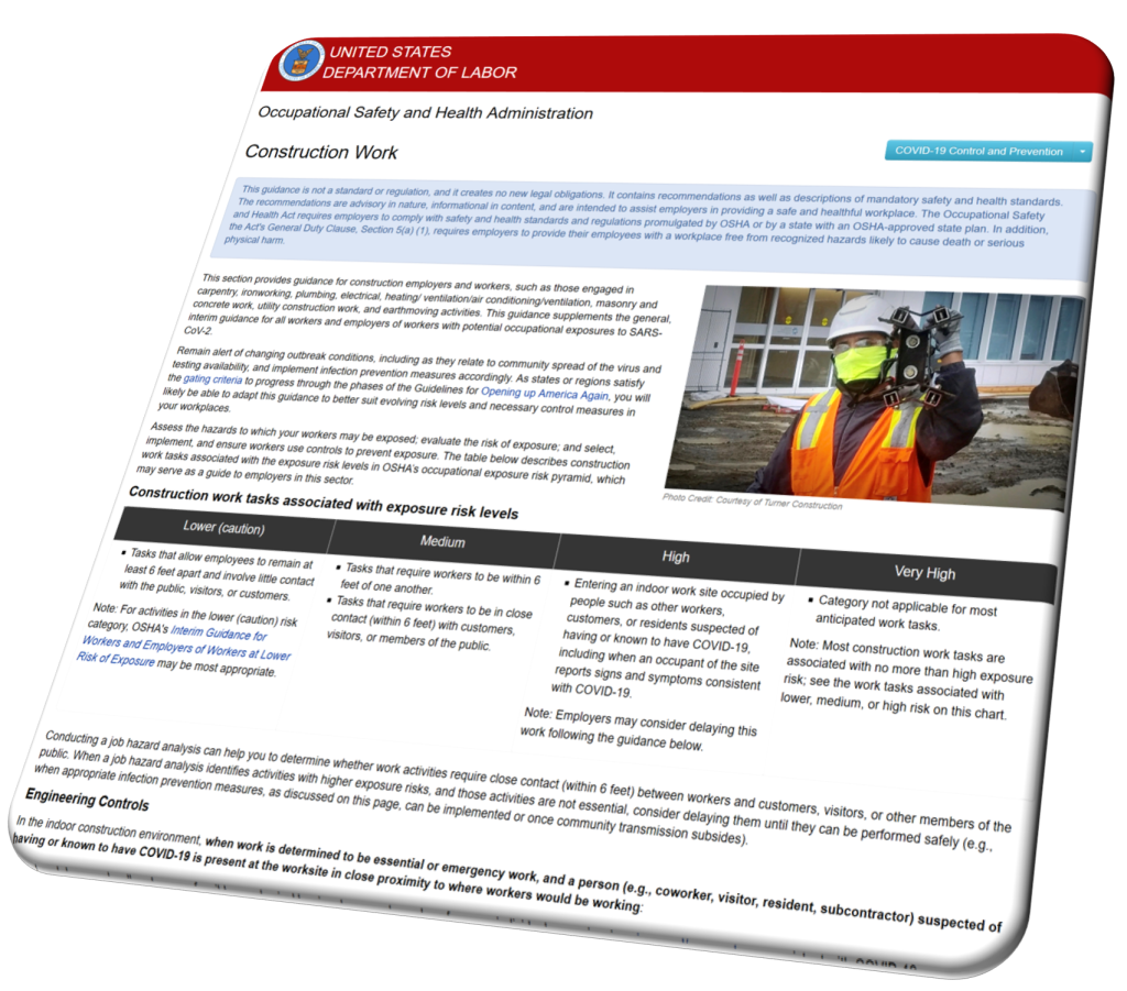 OSHA Issues COVID-19 Guidance for the Construction Industry - OSHA ...