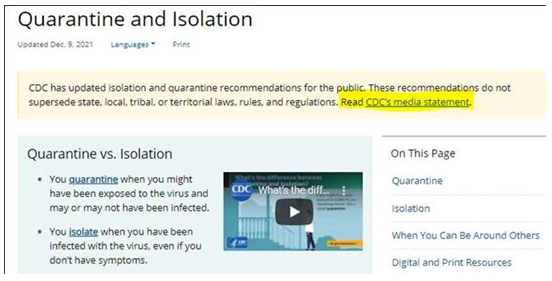 CDC Relaxes Isolation and Quarantine Recommendations - How Does That ...